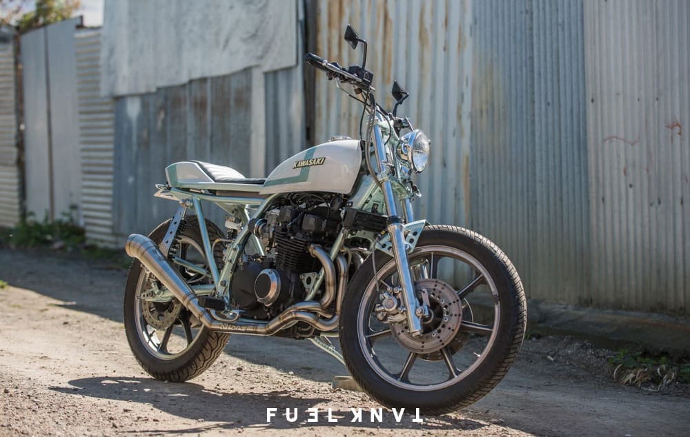 A restored motorcycle in the morning light